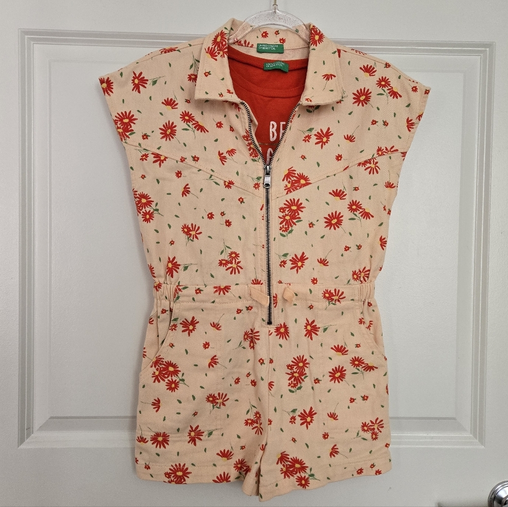 Summer Floral Kids Denim Romper Set 🧡🌼